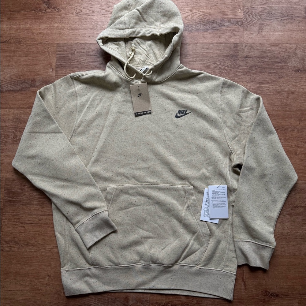 Nike Men’s Hoodie in Natural Beige with Black Logo